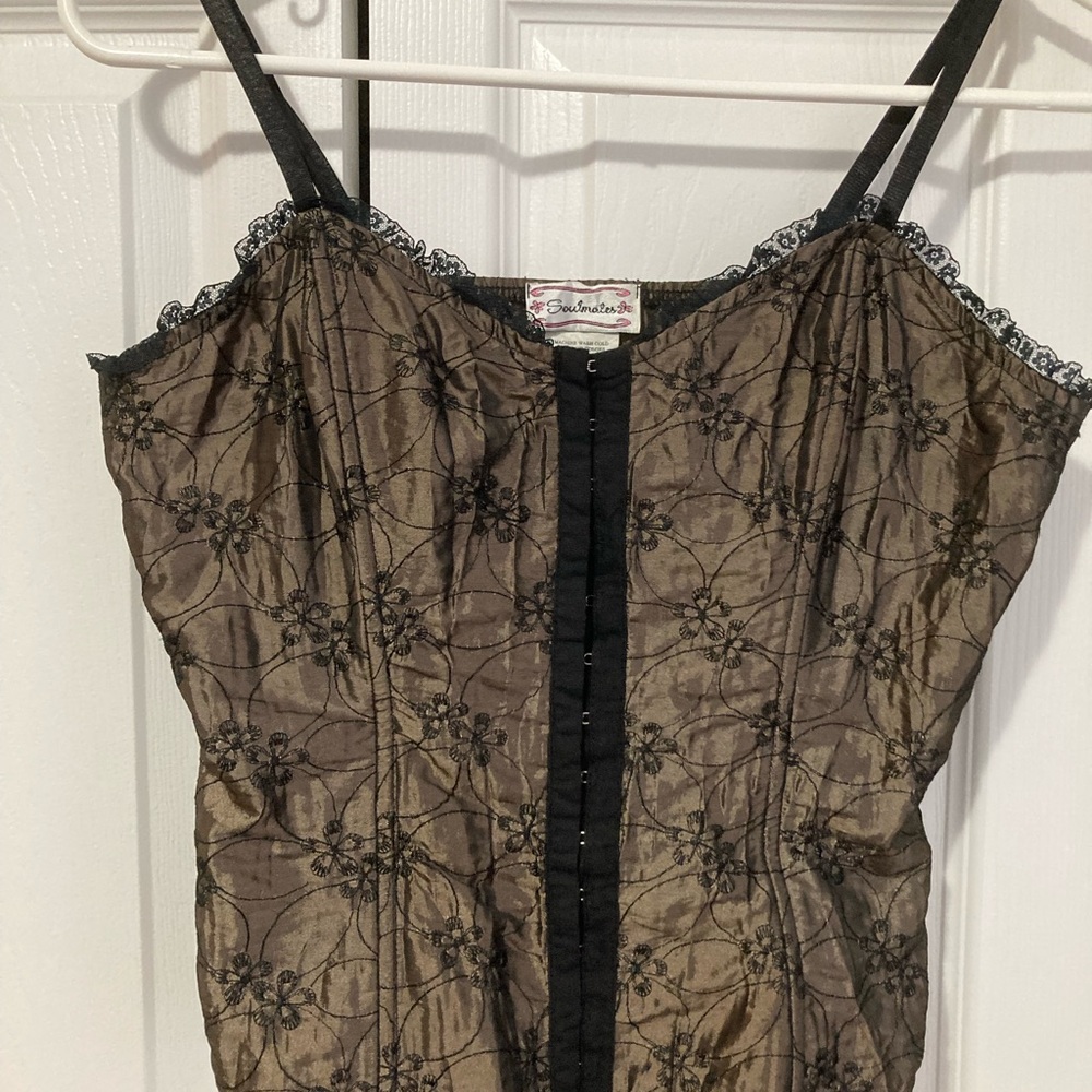 Elegant Black and Brown Lace Women's Top